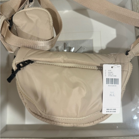Anthropologie Half Moon Puffer Bag  Shoulder Crossbody NWT. Cream /Nylon - Picture 2 of 3